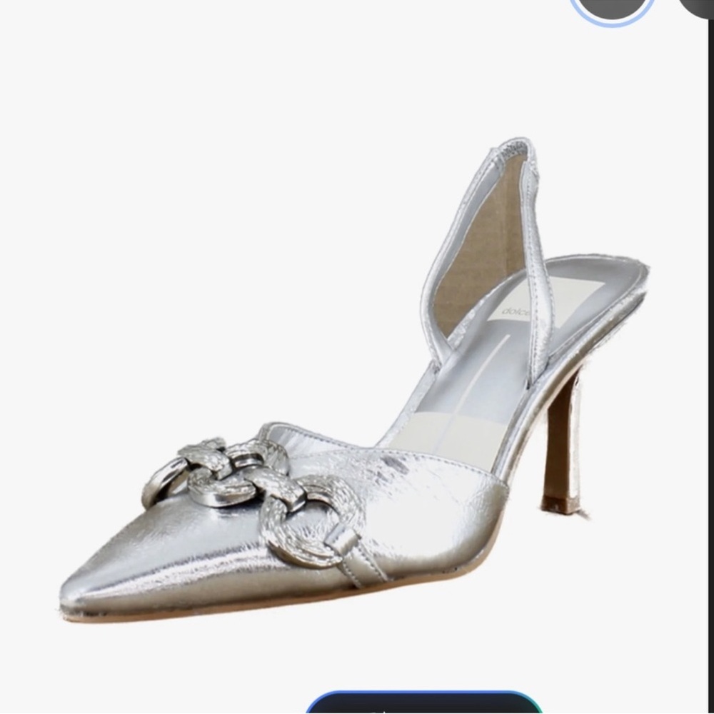 Dolce Vita Haylee Silver Slingback Heels Pointed Toe Size 7.5